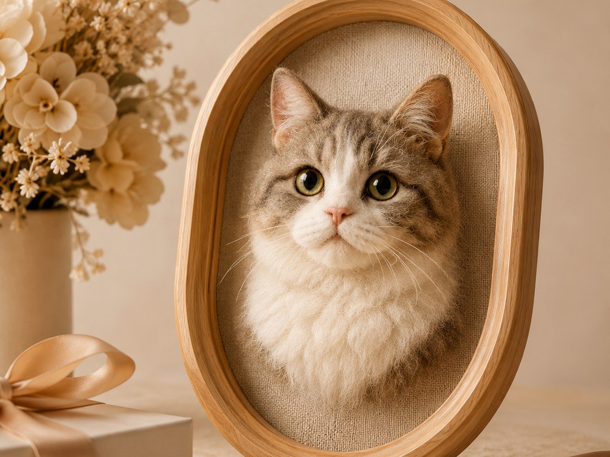 felted cat portrait