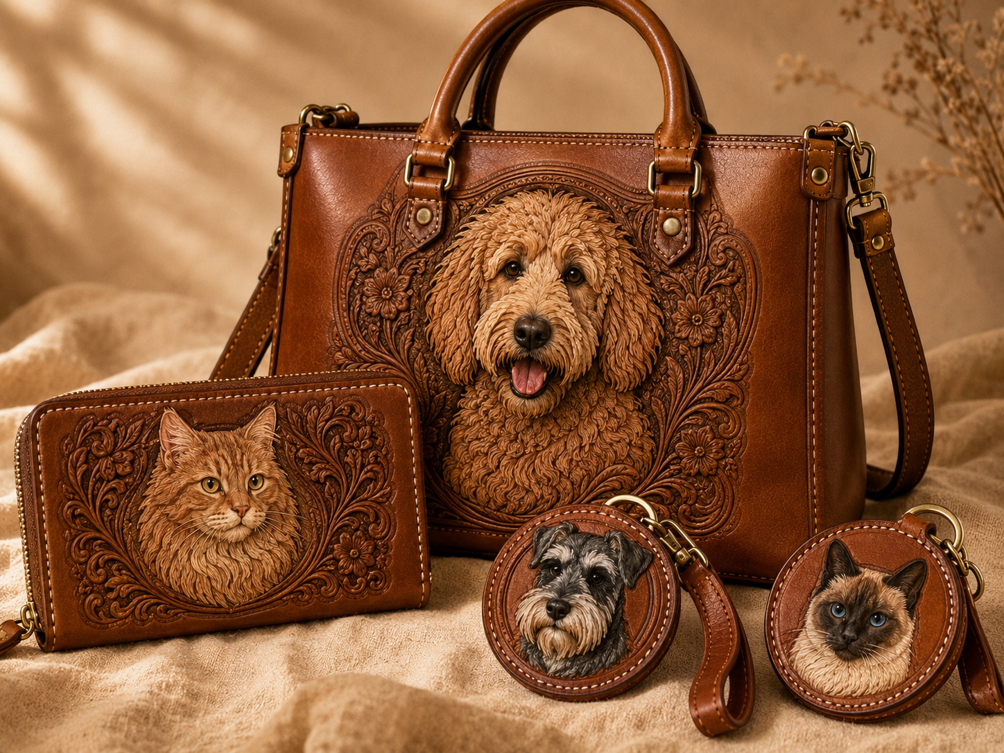 Handcrafted Leather Pet Portrait Accessories example 4