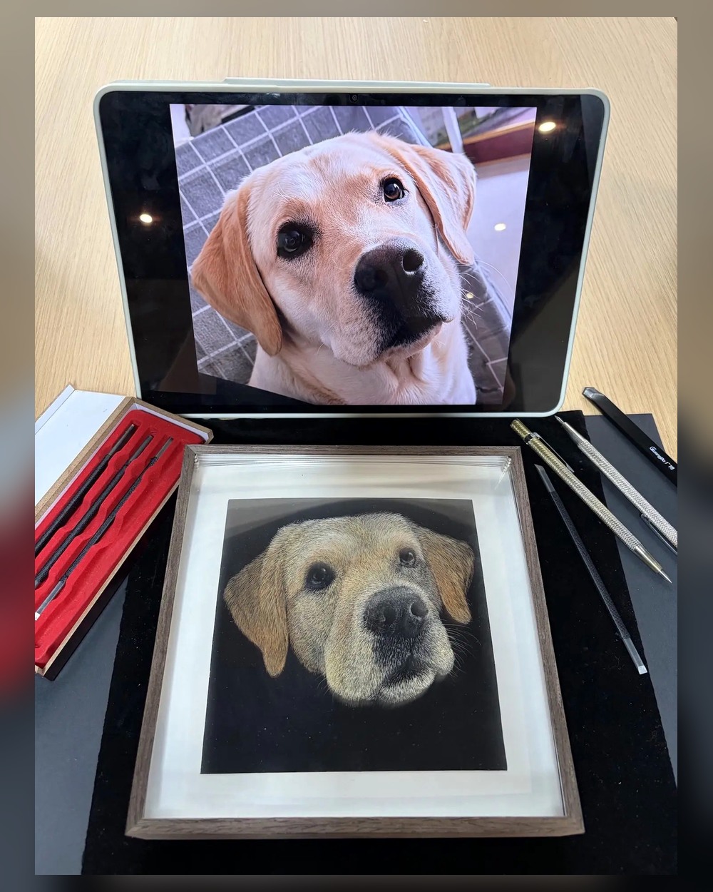 Real acrylic engraved pet portrait