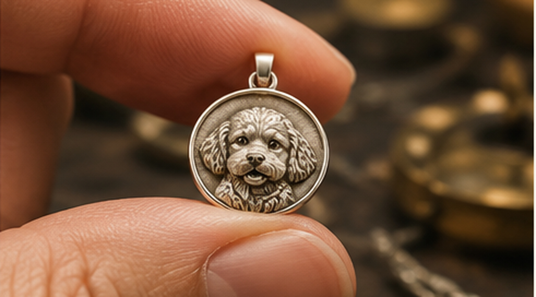 Handcrafted Silver Pet Portrait Pendants example 3
