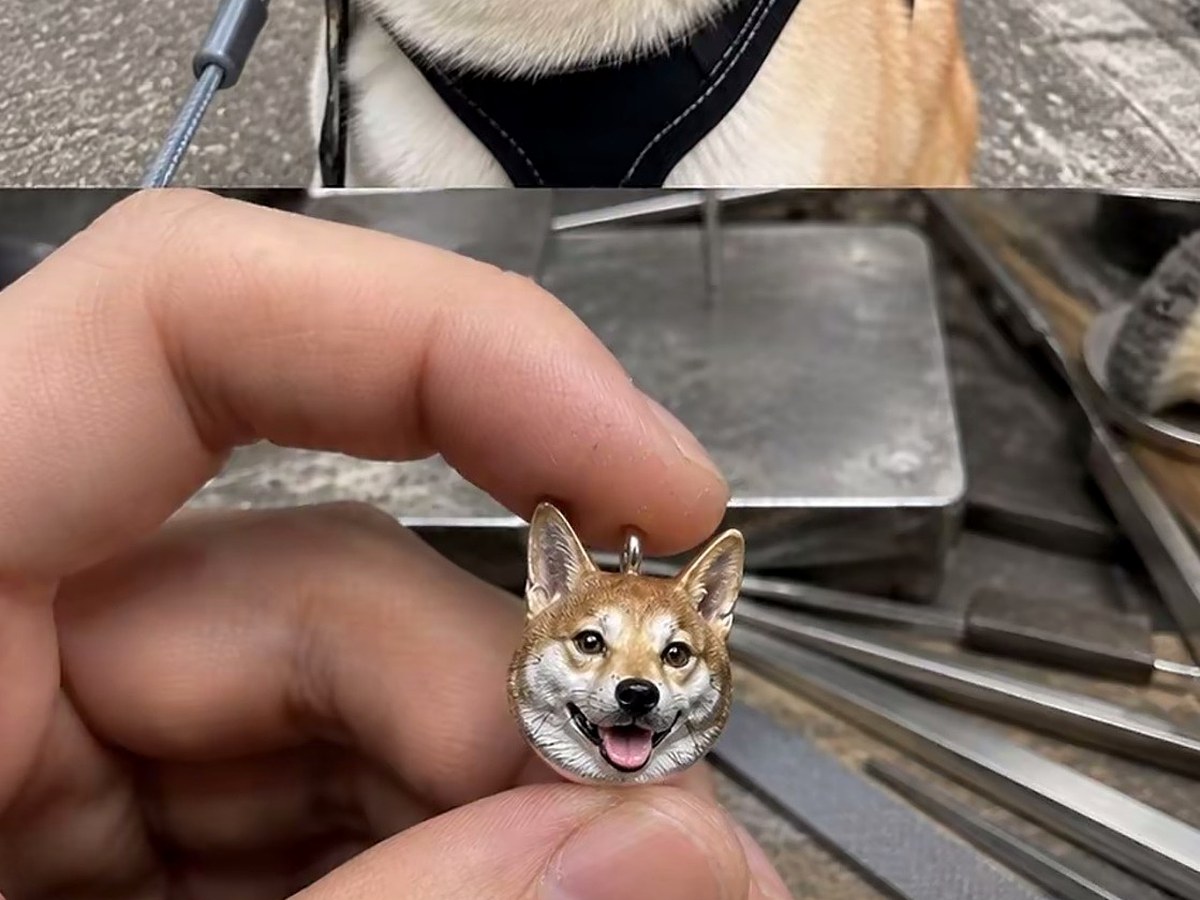 dog silver portrait pendant