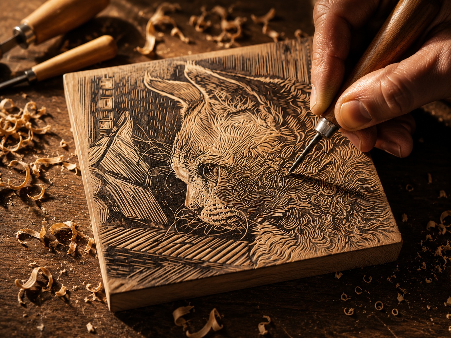 Hand-Carved Woodblock Pet Prints example 3