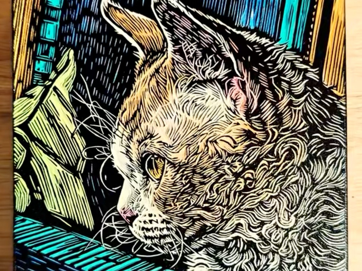 colored woodblock pet print